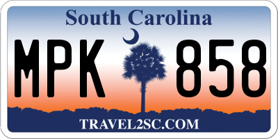 SC license plate MPK858