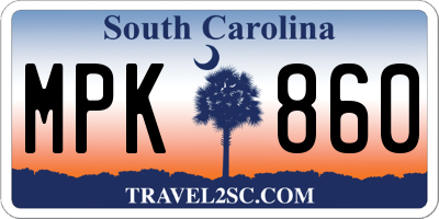 SC license plate MPK860