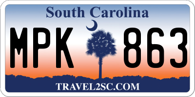 SC license plate MPK863