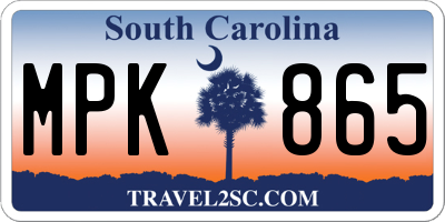 SC license plate MPK865