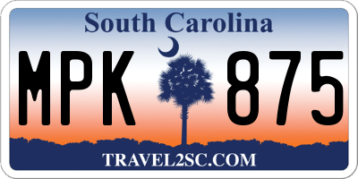 SC license plate MPK875