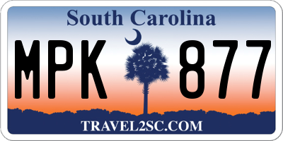 SC license plate MPK877
