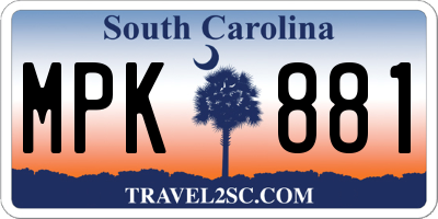 SC license plate MPK881