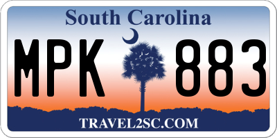 SC license plate MPK883