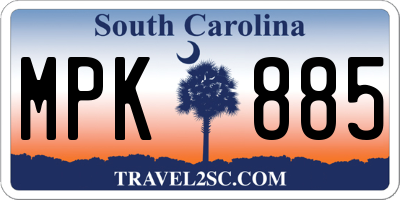 SC license plate MPK885
