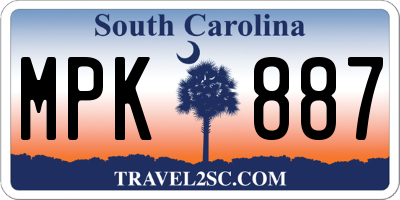 SC license plate MPK887