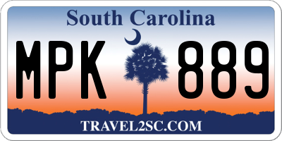 SC license plate MPK889
