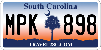 SC license plate MPK898