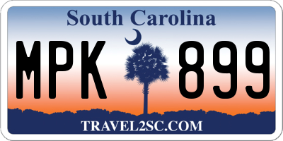 SC license plate MPK899