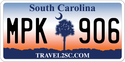 SC license plate MPK906