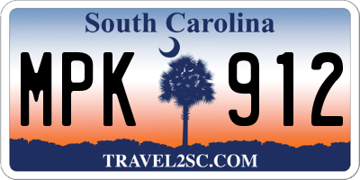SC license plate MPK912