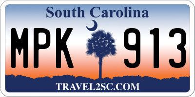 SC license plate MPK913