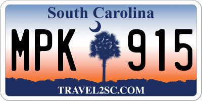 SC license plate MPK915