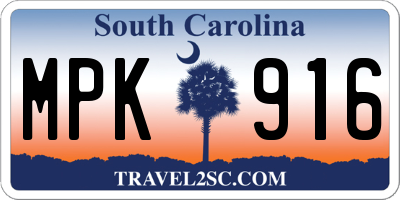 SC license plate MPK916