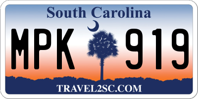 SC license plate MPK919