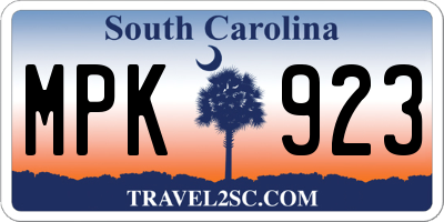 SC license plate MPK923