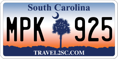 SC license plate MPK925
