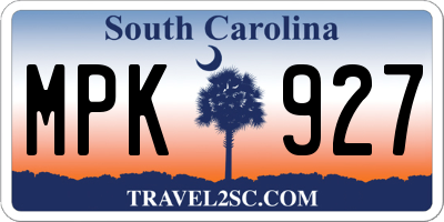 SC license plate MPK927