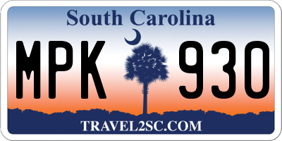 SC license plate MPK930