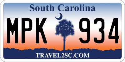SC license plate MPK934