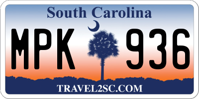 SC license plate MPK936