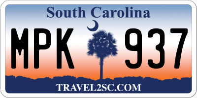 SC license plate MPK937