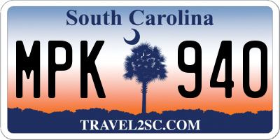 SC license plate MPK940
