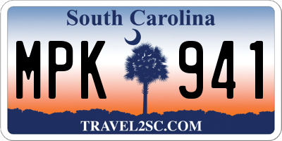 SC license plate MPK941