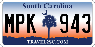 SC license plate MPK943