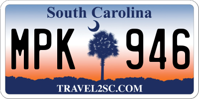 SC license plate MPK946