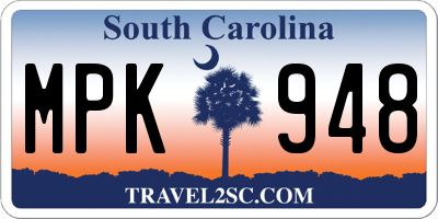 SC license plate MPK948