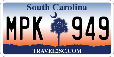 SC license plate MPK949