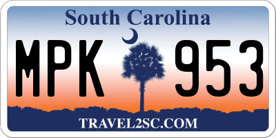 SC license plate MPK953