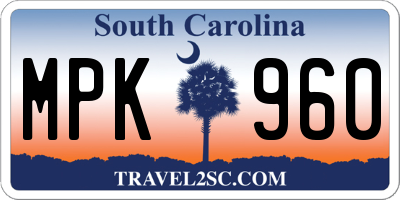 SC license plate MPK960