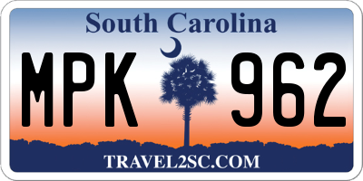 SC license plate MPK962