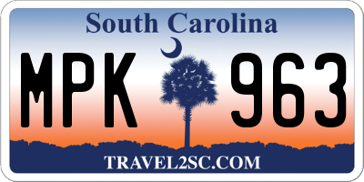SC license plate MPK963