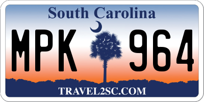 SC license plate MPK964