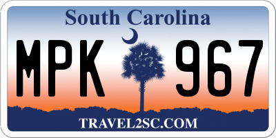 SC license plate MPK967