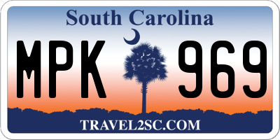 SC license plate MPK969