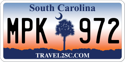 SC license plate MPK972