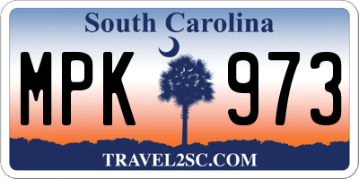 SC license plate MPK973