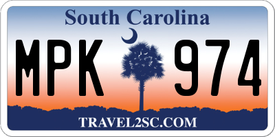 SC license plate MPK974