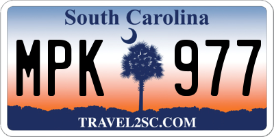 SC license plate MPK977