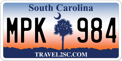 SC license plate MPK984