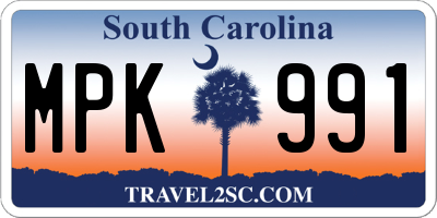 SC license plate MPK991