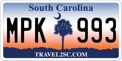 SC license plate MPK993