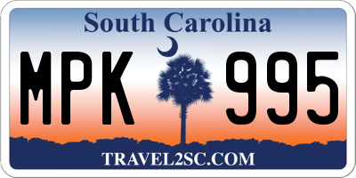 SC license plate MPK995