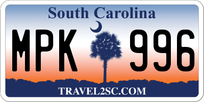 SC license plate MPK996