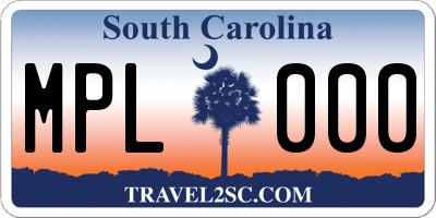 SC license plate MPL000