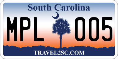 SC license plate MPL005